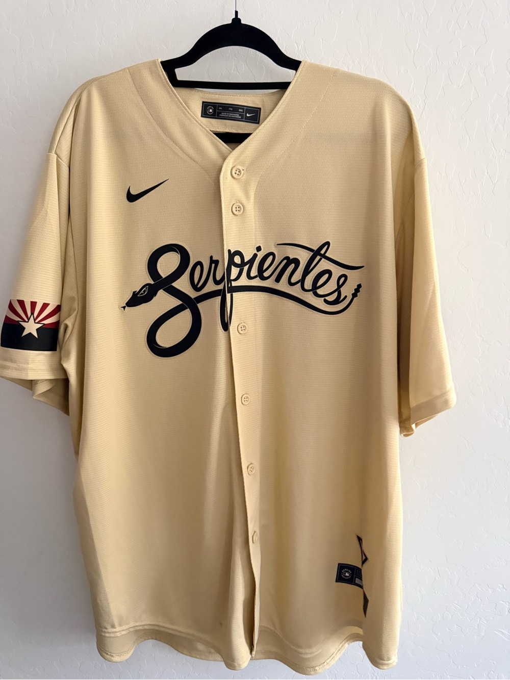 Nike Men’s Serpientes Baseball Jersey - Beige and Black